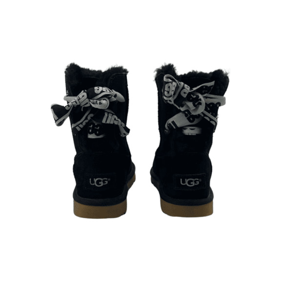 UGG girls black short boots with back lace size 2 - Picture 2 of 7